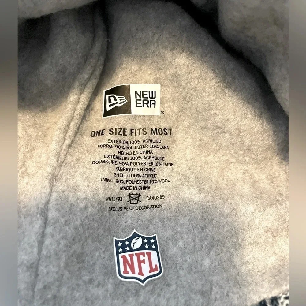 New Era OS fits most, New England Patriots NFL stitched hat. Blue, gray & white.